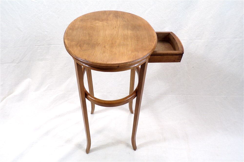 Pedestal table with vintage wooden drawer