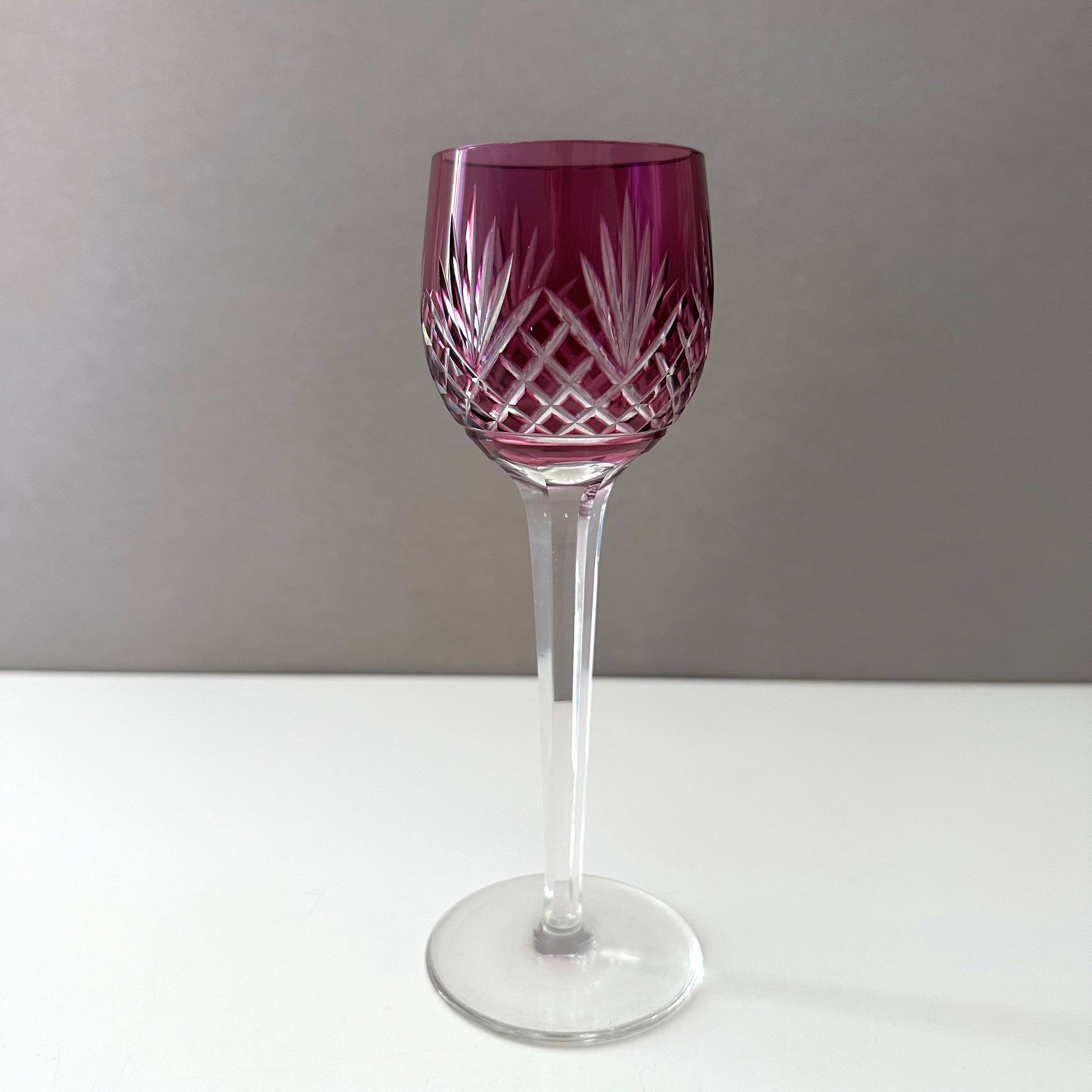 Collection crystal glasses, colored wine glass