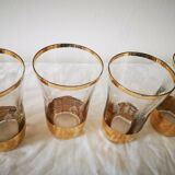 Set of 6 glasses old engraved and gilded cup