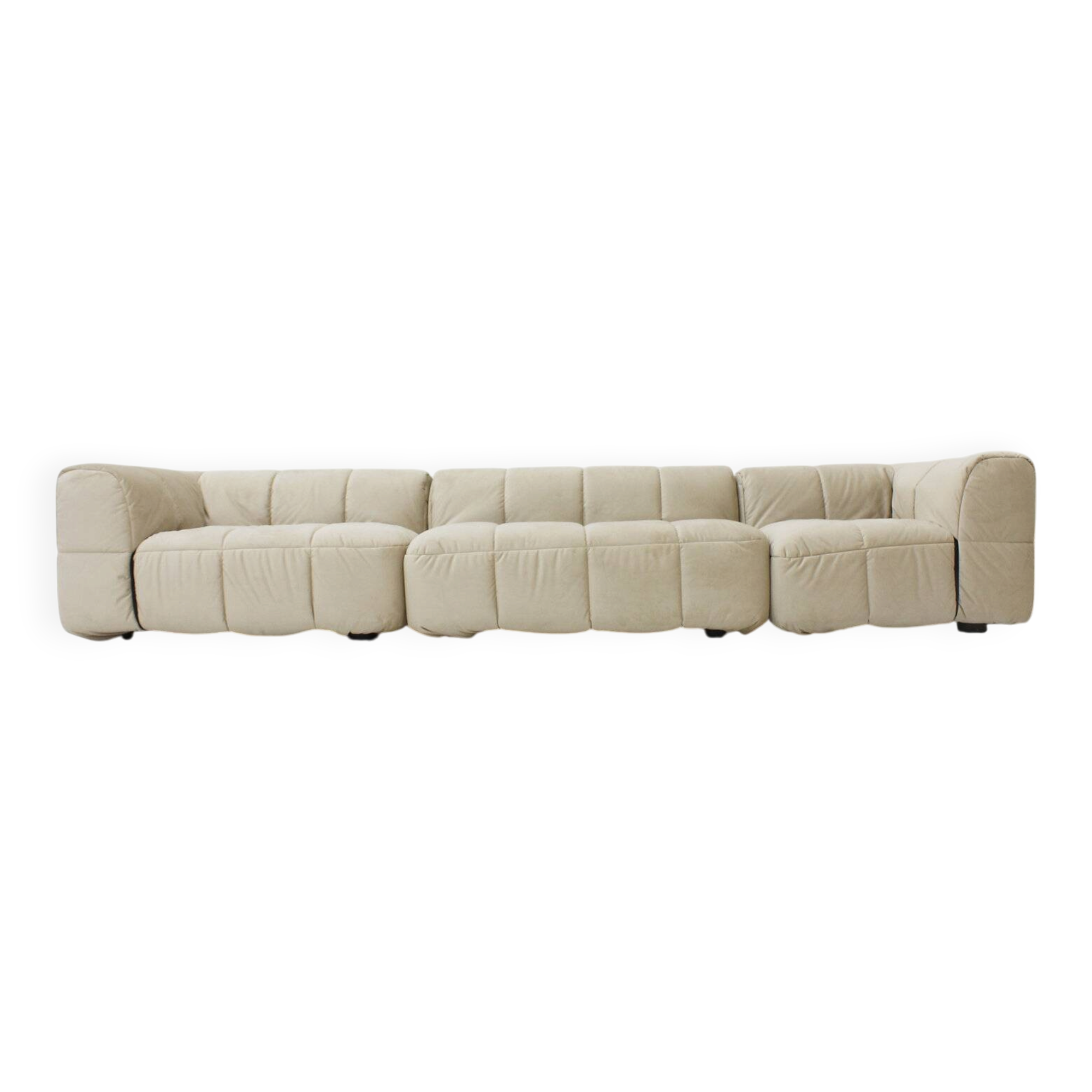 Vintage modular Arflex Strips sofa in beige velvet by Cini Boeri 1970s