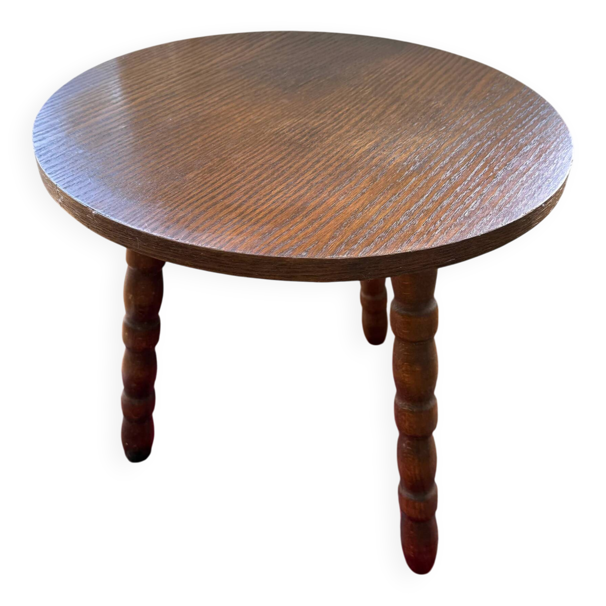 Tripod side table in wood - brutalist style