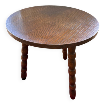 Table d'appoint tripode en bois - esprit brutaliste