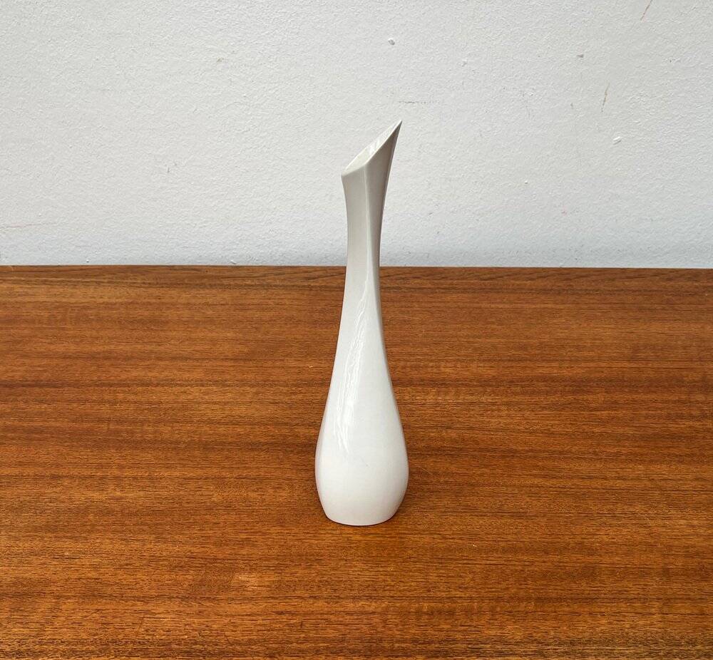 White sculptural German vase from the mid-century by Peter Müller for Sgrafo Modern, 1960s.