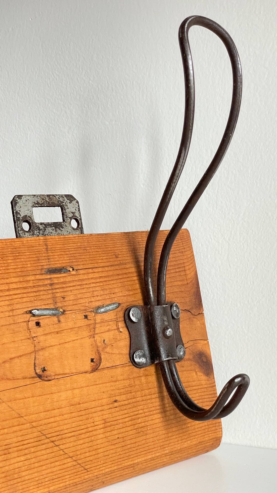 Vintage School Coat Rack in Wood and Steel