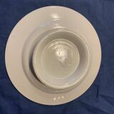 Compotier E. Charbonnier, Salins, Terre de Fer, modele campagne, made in france, motif de fleurs