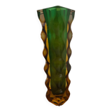 green and orange Murano vase