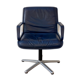 Vintage navy Blue Leather Office Chair by Wilkhahn