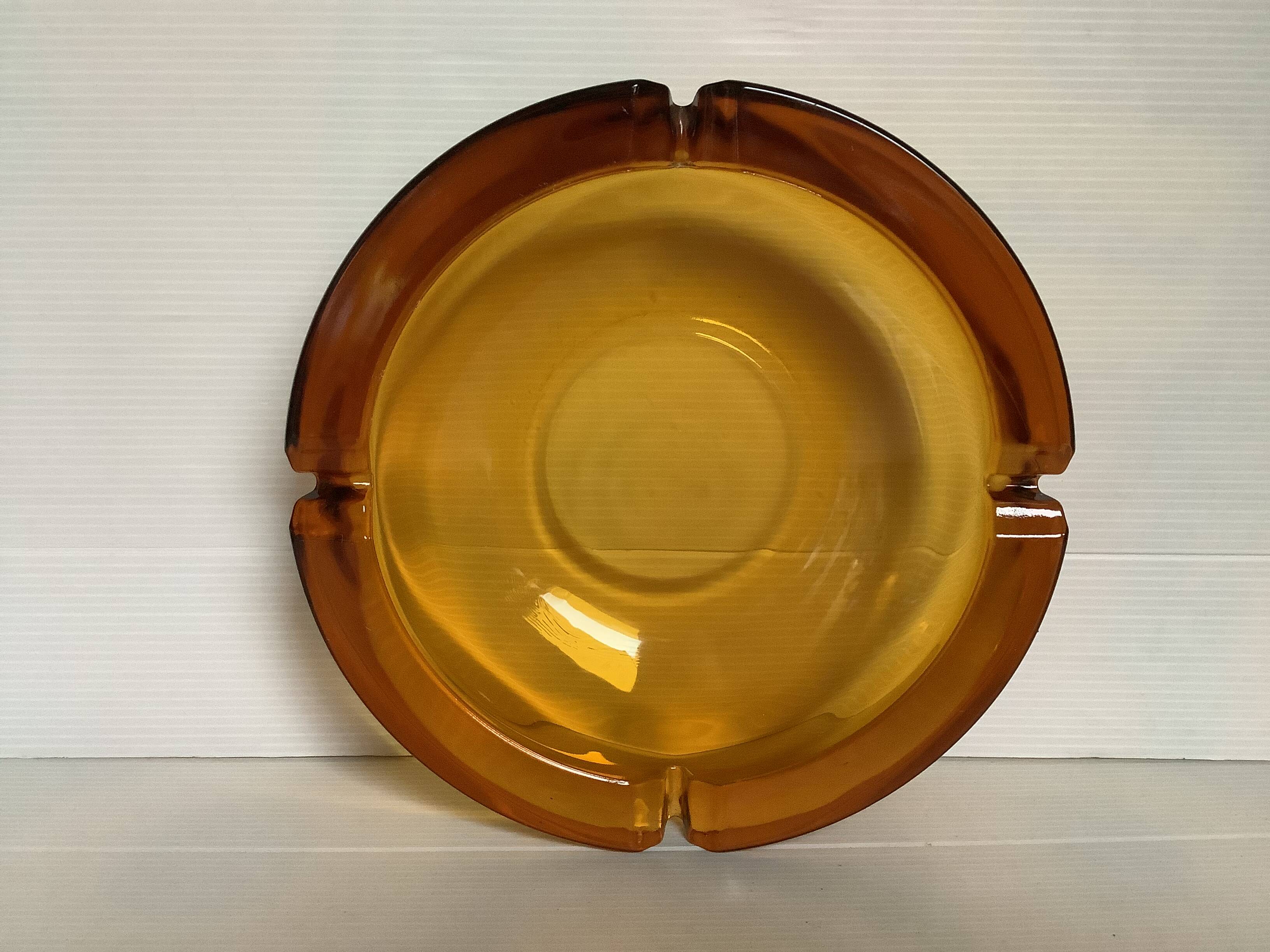 Large empty pocket ashtray thick glass