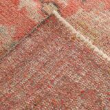 Tapis Anatolien Vintage Fait Main en Laine, Tons Rose Fané, Beige & Bleu