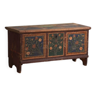 Ancienne malle de chevet à motifs floraux (c.1920) #44