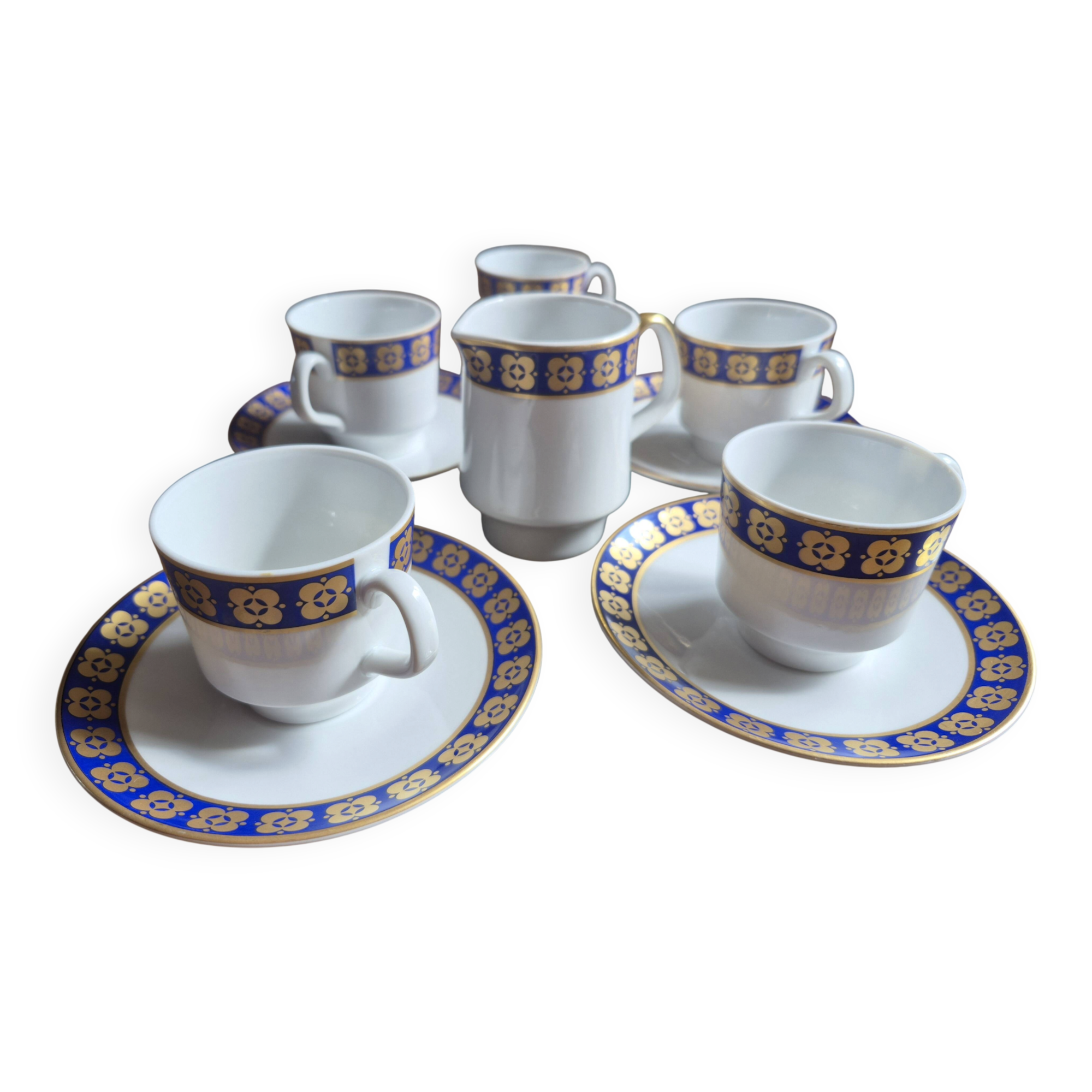 Vintage coffee service in porcelain Schumann Arzberg Bavaria - Blue and Gold