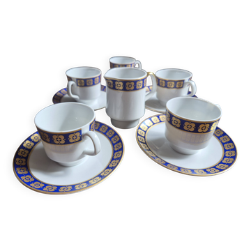 Service à café vintage en porcelaine Schumann Arzberg Bavaria - Bleu et Or