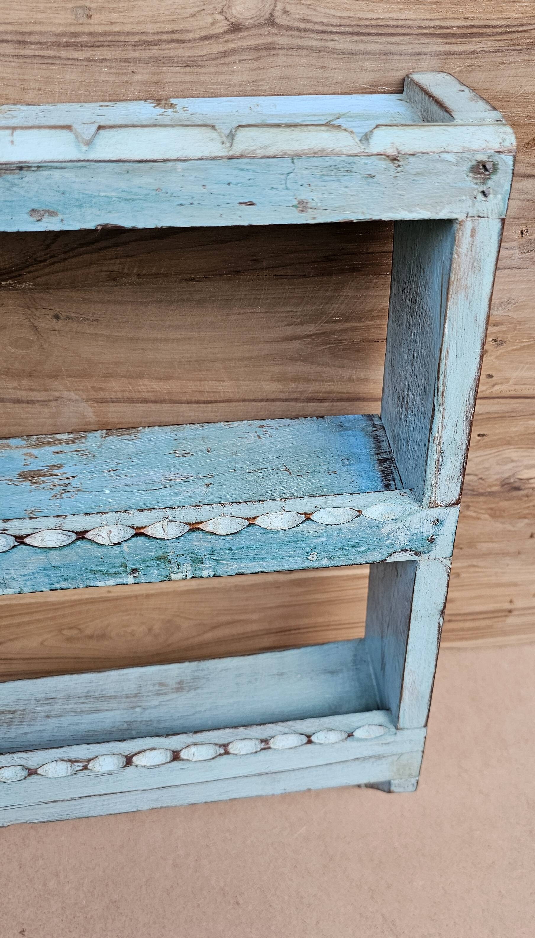 Burmese teak wall shelf