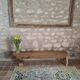 Solid oak bench with asymmetrical legs