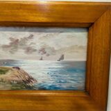 Painting: seascape - seaside in Brittany signed À Jabiol around 1900