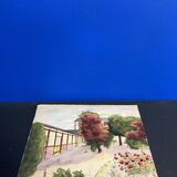 Watercolor landscape with parasols