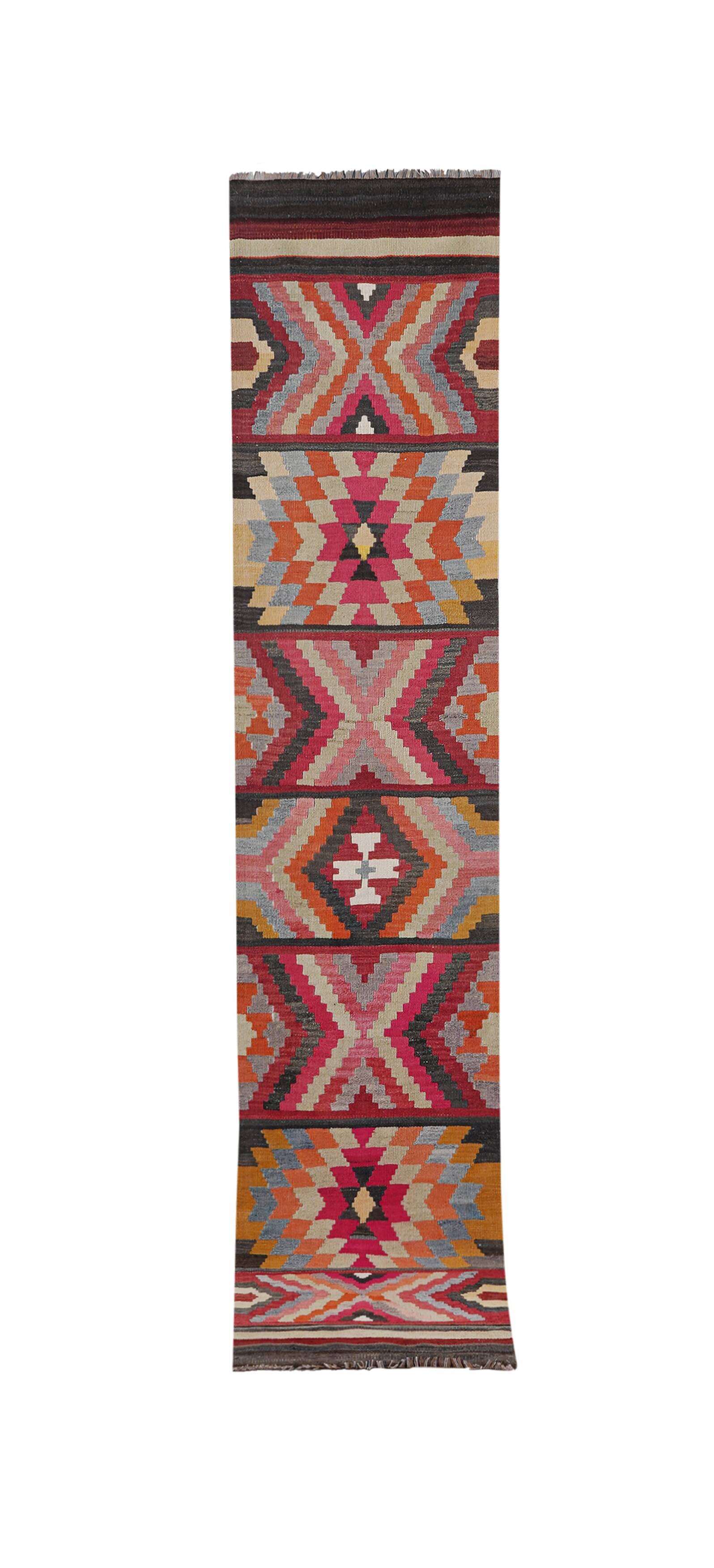 Vintage Turkish Oushak Handwoven Rug 78x378 cm