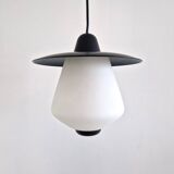 Set of 2 pendant lamps in black and white, 1950's