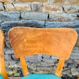 Set of 4 vinyl and wood chairs