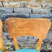 Set of 4 vinyl and wood chairs