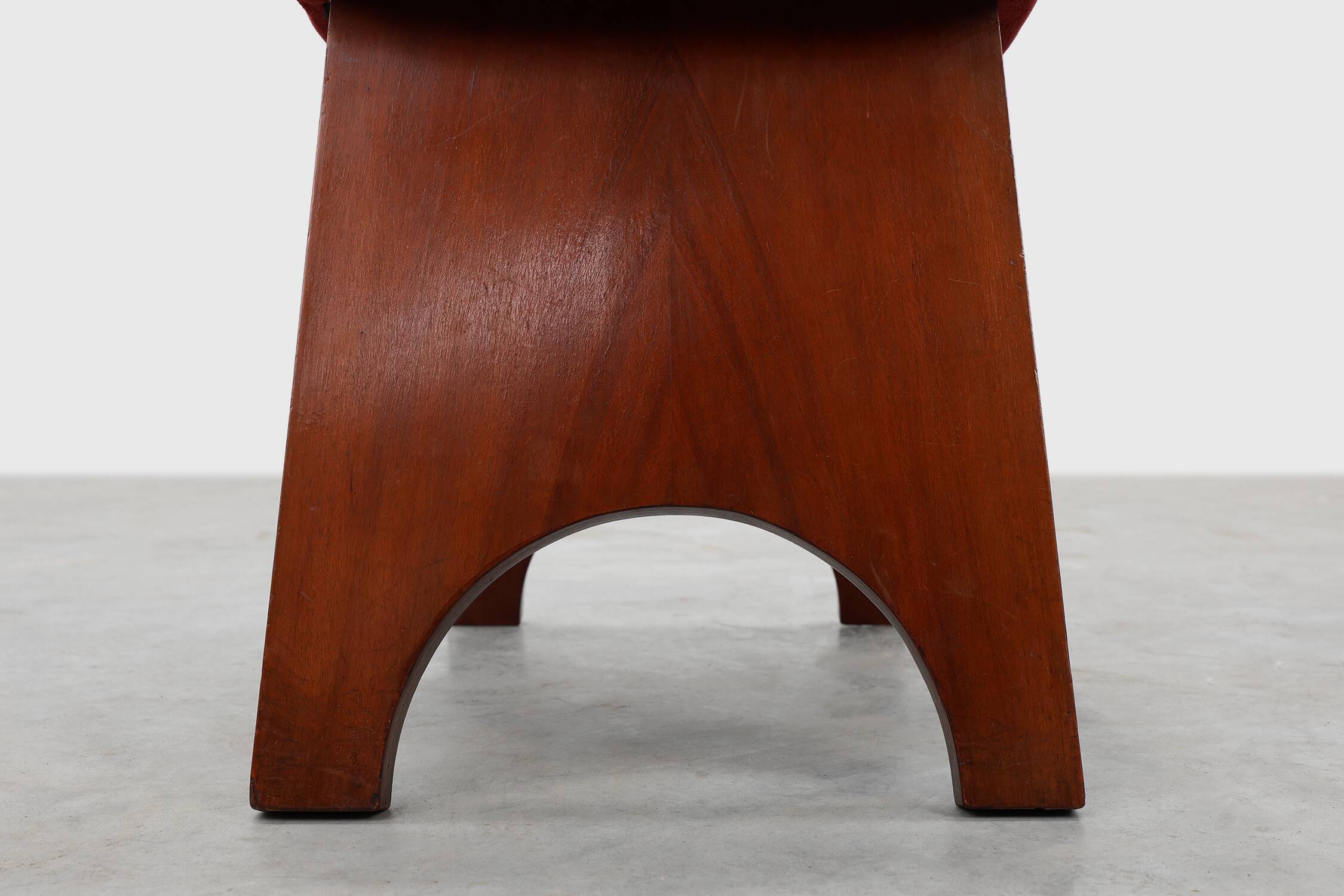 Art Deco Red Reupholstered Stool, Belgium ca. 1920