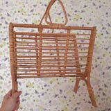 Porte revues en rotin vintage 70's