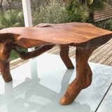 Brutalist teak root coffee table