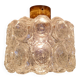 Brass and textured transparent glass ceiling light, Limburg, 1970