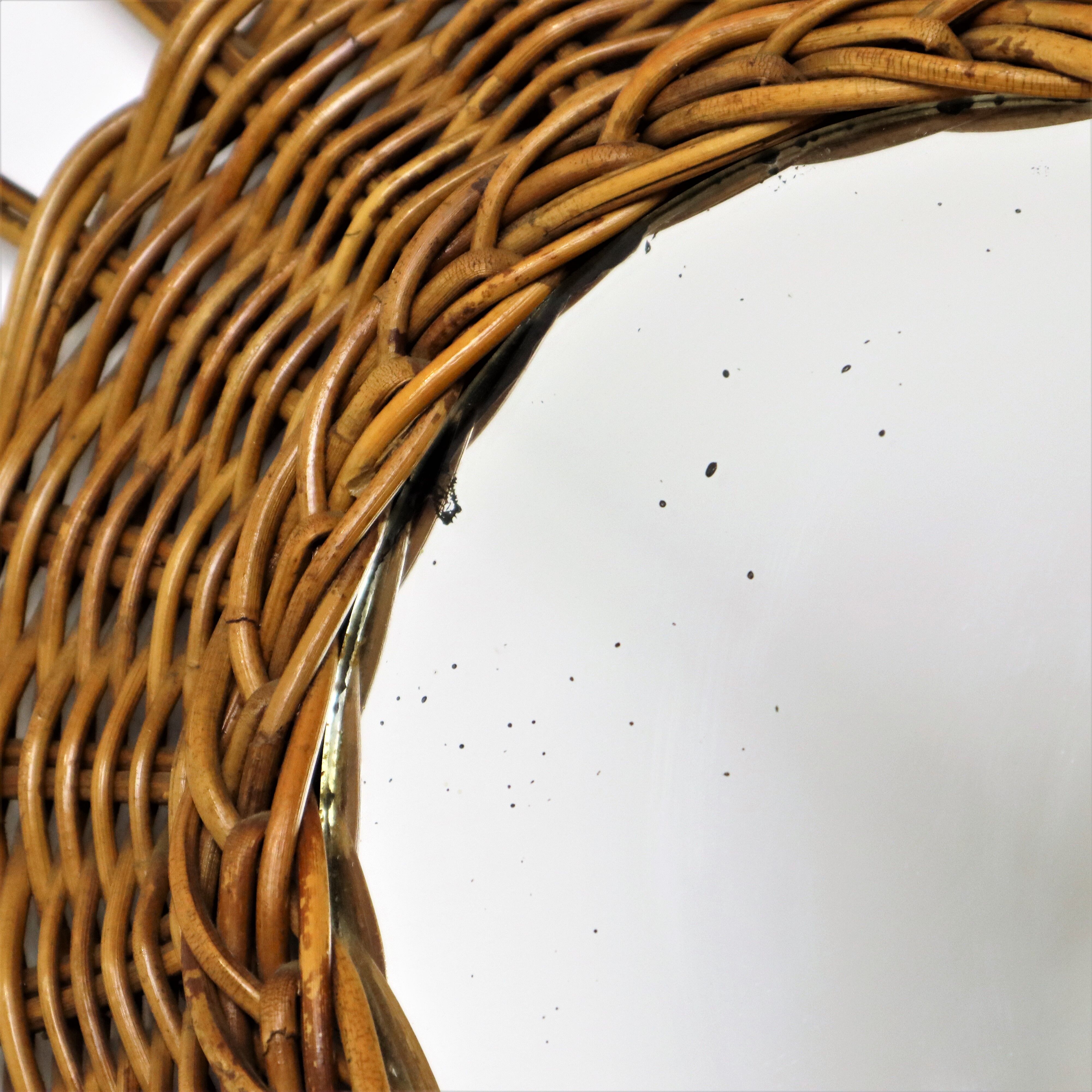 Mirror in rattan vintage 44cm