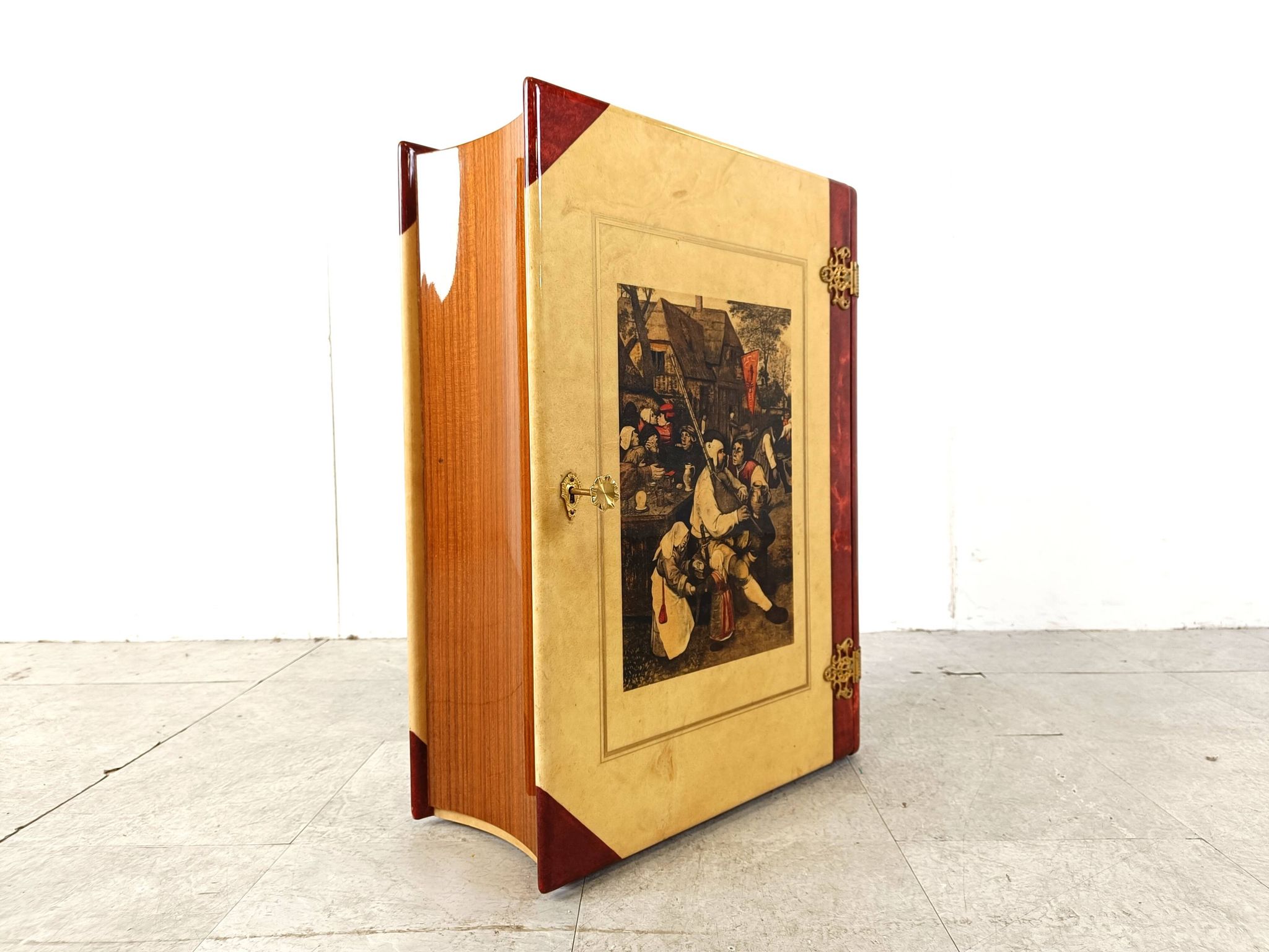 Italian Goatskin Book Shaped Dry Bar Cabinet by Aldo Tura, 1950s
