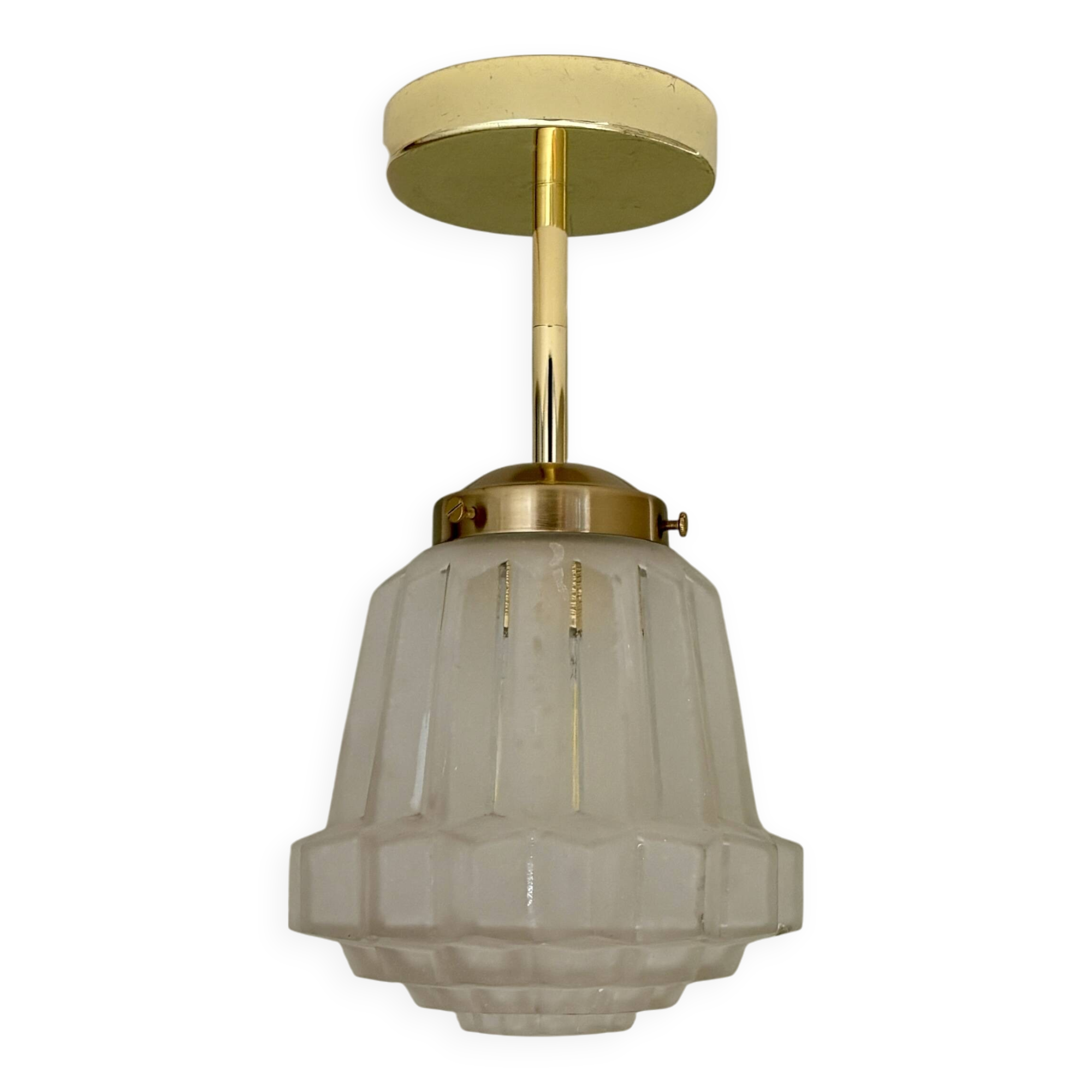 Pendant / Ceiling light with vintage art deco globe in frosted glass