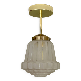 Suspension / Plafonnier avec globe vintage art déco en verre dépoli
