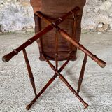 Folding side table in turned wood and marquetry circa 30's/40's