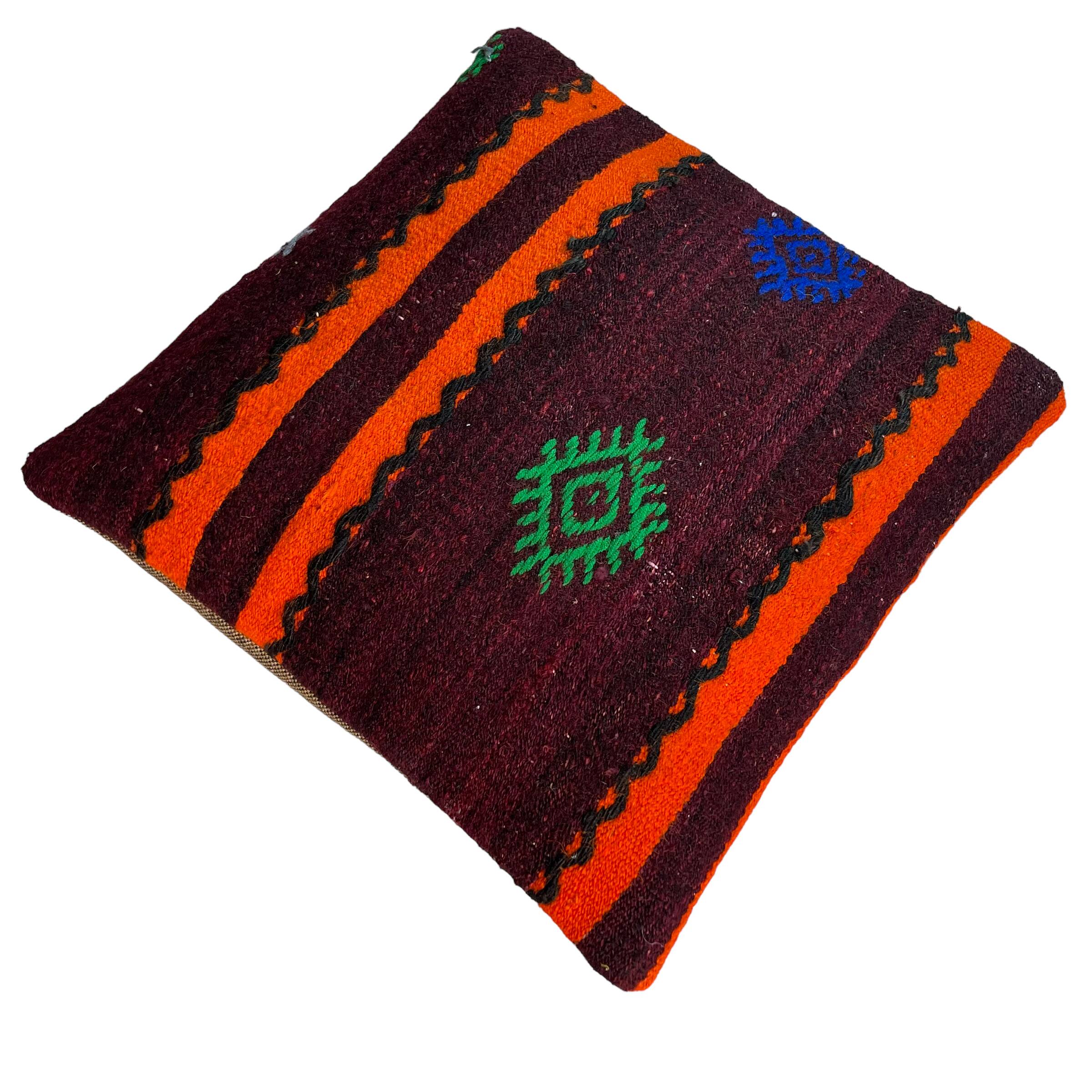 Vintage turkish kilim cushion cover , 40 x 40 cm