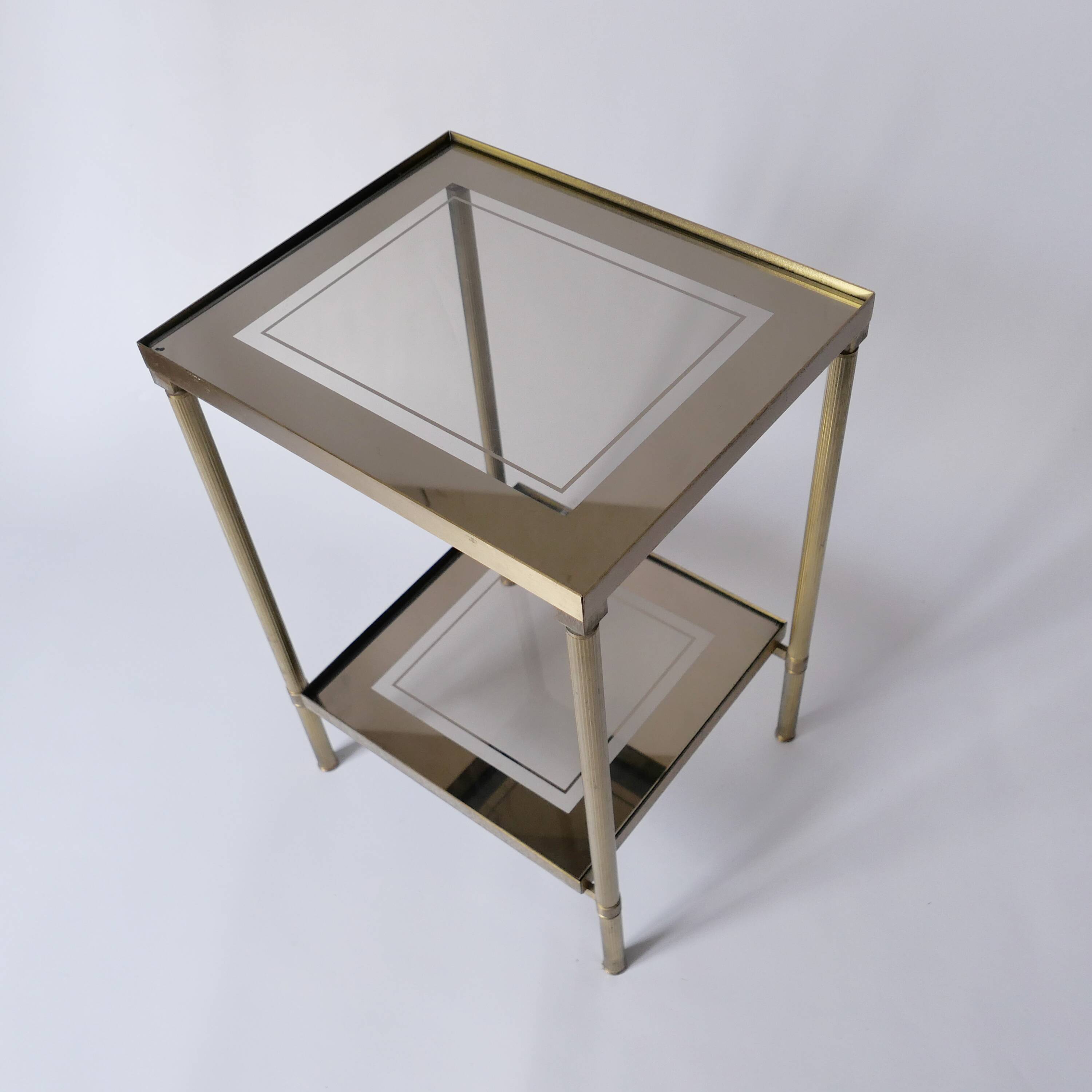 saddle table in brass smoked glass mirror old vintage Jansen house