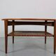 Scandinavian Modern Teak& Rattan Round Coffee Table, 1960's Denmark