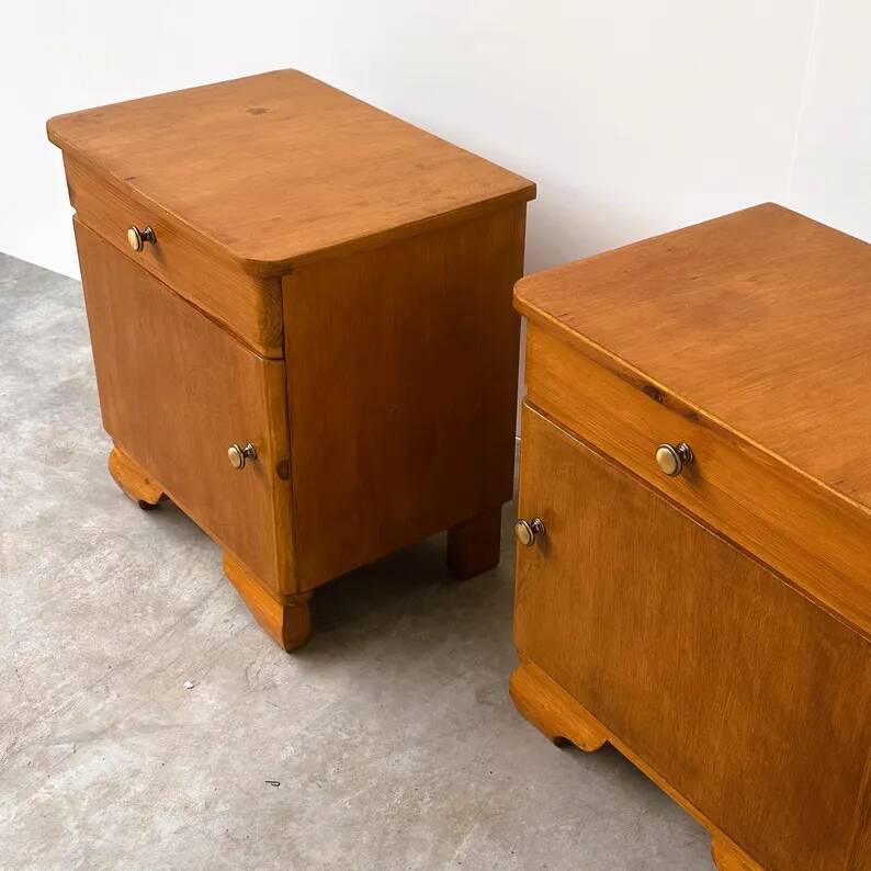 Pair of Vintage Art Deco Nightstands, 1930s-1940s