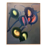 Lucien marduel (1931) yellow red abstraction original modern painting