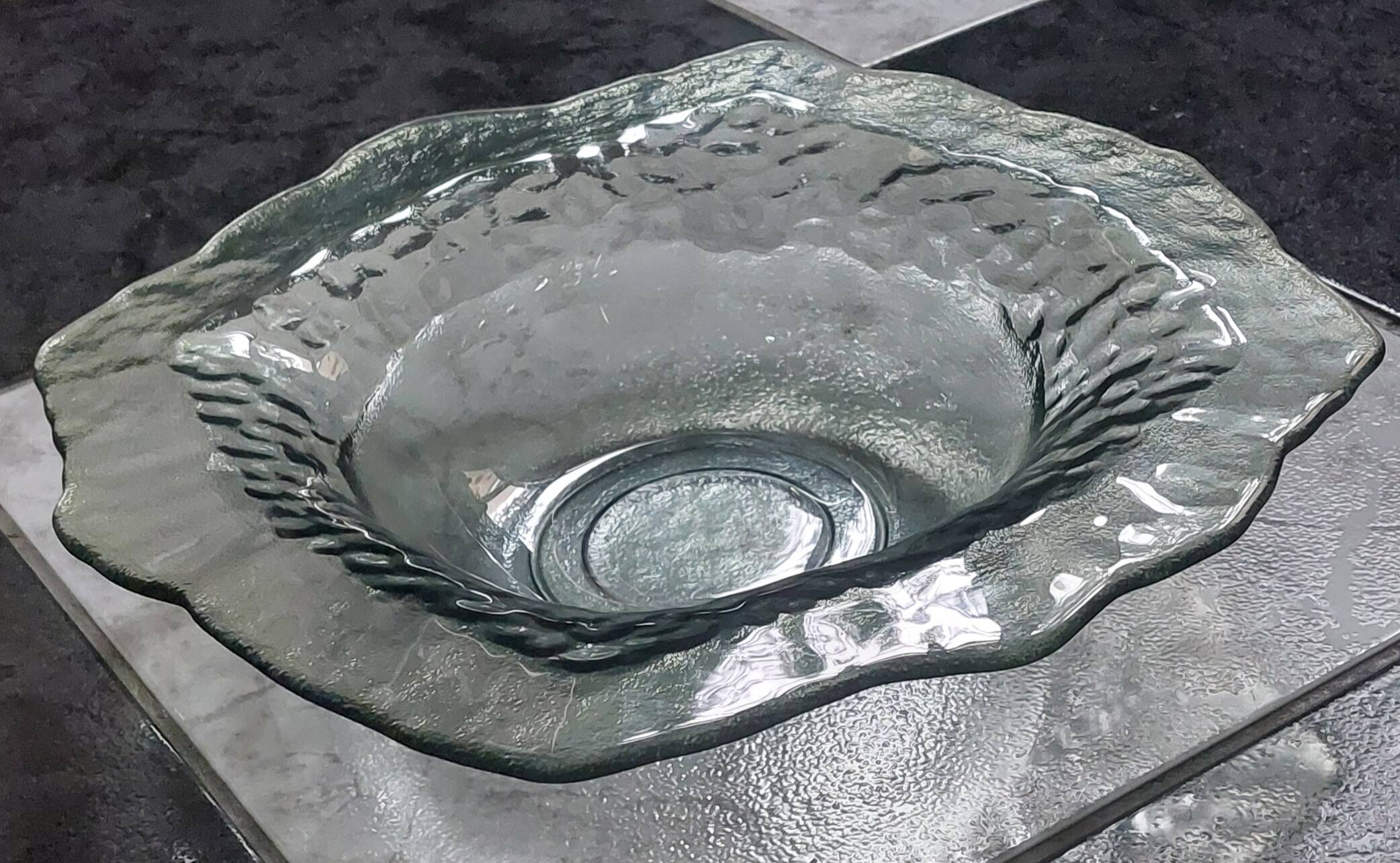 Large smoked glass plate