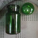 Green vintage glass apothecary jar