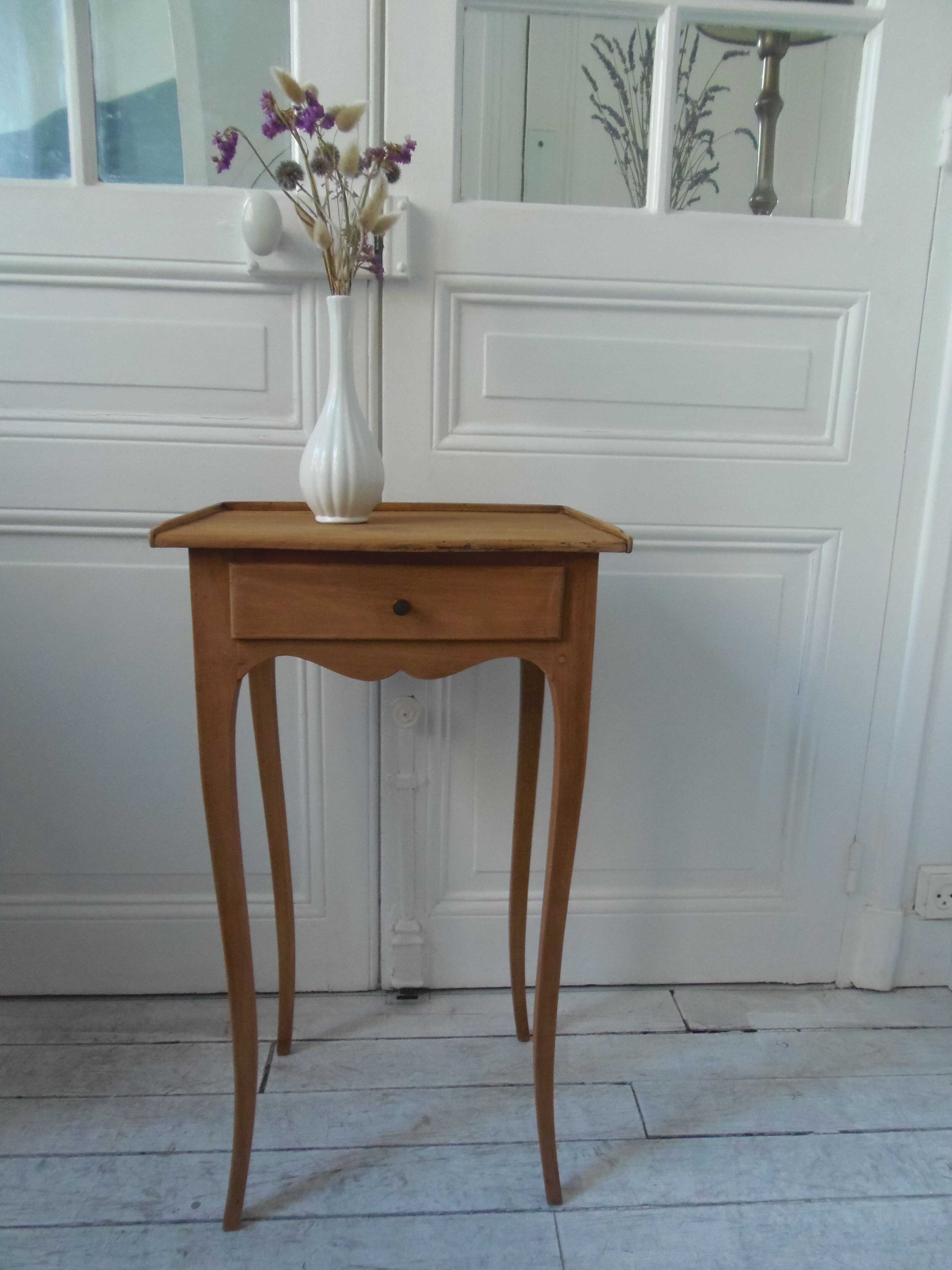 Bedside table from the 1900s, 1 drawer, waxed finish