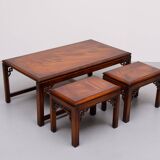 Drexel Chippendale Coffee table and 2 insert Tables 1970s