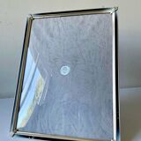 Cadre art déco vintage en métal argenté 24,5 cm x 19 cm verre convexe