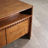 Curved Directors desk in walnut, Italy 1940s