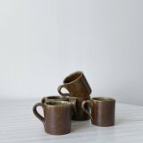 Artisanal pyrite-colored stoneware mugs