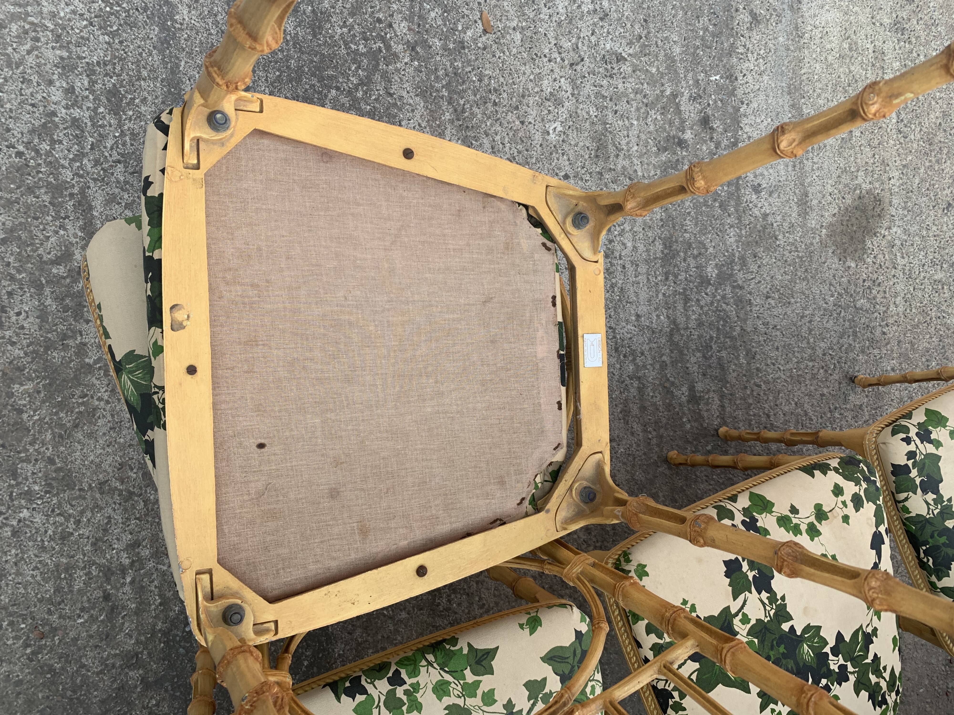 Vintage wrought iron bamboo chairs