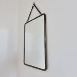 Ancien miroir de barbier à chainette vintage, années 30 40