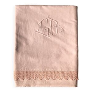 Drap ancien en lin et coton teinté