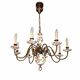 French chandelier in brass and painted porcelain – 8 lights – Ø 76 cm