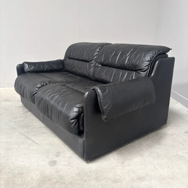 Black leather 2 seat sofa by Dreipunkt, 1970s